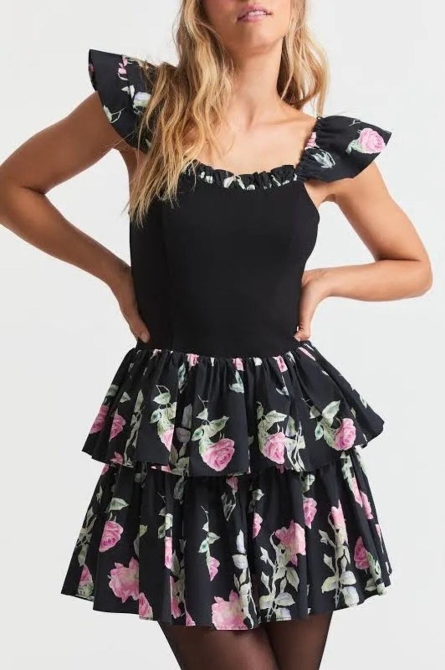 LOVE SHACK FANCY sz 10 Sanam ruffled floral dress EEUC